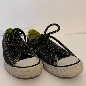 Converse All Star Kids 11.5 Shoes Black‎ Gray Lime Sneakers Low Top Chuck Taylor